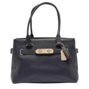 Pre-owned Navy Leather Coach Tote
