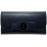 Pre-owned Navy Leather Salvatore Ferragamo lommebok