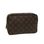 Pre-owned Brunt lerret Louis Vuitton toalettmappe