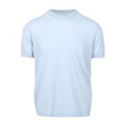 Klar Blå Bomull Crew-neck T-skjorte
