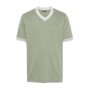Grønn V-Hals Bomull T-Skjorte