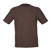Brun Bomull Crepe T-skjorte med Sidelommer