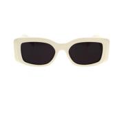 Rektangulære solbriller i elfenbenramme grå linser