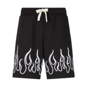 Svarte Shorts med Hvite Flammer