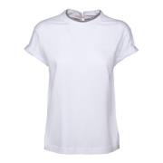 Bomull Stretch Jersey T-skjorte med Monile Innsats
