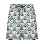 Grønn Hjerte Monogram Silke Shorts