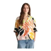 Flerfarget Gant Palm Print Linen Shirt Overdeler