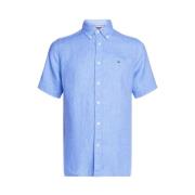 Blå Tommy Hilfiger Linskjorte Pigment Dyed Linen Rf Shirt S/S Skjorte