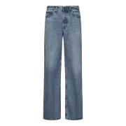 Blå avslappet passform lavt liv denim jeans