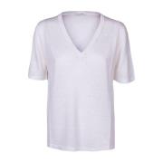 Lin V-hals T-skjorte for kvinner