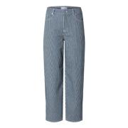 Stripete Barrel Jeans - Medium Blå Denim