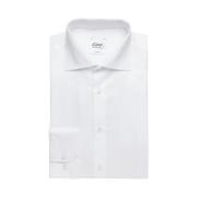Hvit Slim Fit Skjorte med Fin Struktur