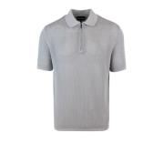 Mesh Polo Zip T-skjorte Grå