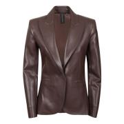 Brun vegansk skinnblazer