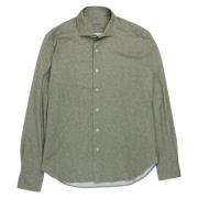 Grønn Bomull Stretch Skjorte Cut-Away Krage
