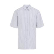 Hvit Bomullsskjorte med Blå Striper