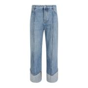 Blå Bomull Jeans Mid-Rise Stonewashed