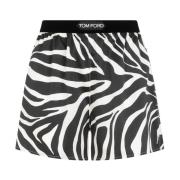 Zebra Mønster Silke Pyjamas Shorts