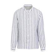 Stripete Button-Up Skjorte Hvit Blå