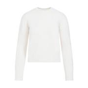 Hvit Cashmere Pullover Sweater
