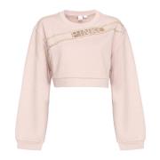 Cropped sweatshirt med rhinestone logo