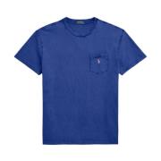Blå kortermet T-skjorte for menn