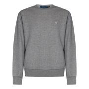 Melange Grå Crewneck Sweatshirt med Pony Broderi