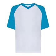 Hvit Fotball T-Skjorte Blå Ermer