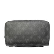 Pre-owned Brunt lerret Louis Vuitton lommebok