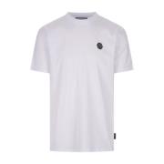 Hvit T-skjorte med Hexagon Appliqué