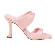 Rosa Skinn Sandal Trompet Hæl