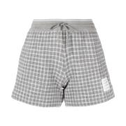 Grå Rutete Tweed Track Shorts