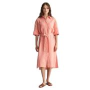 Pastel Orange Linen Shirt Dress