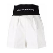 Hvite Logo Midjebånd Slim Fit Shorts