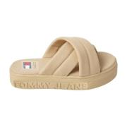 Beige Flat Sandal Lettering Flatform