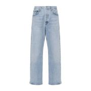 Stonewashed straight-leg jeans med metall-detaljer