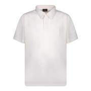 Hvit Ull Polo Skjorte Kort Erme
