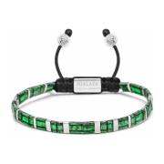 Men's Bracelet with Marbled Green and Silver Miyuki Tila Beads