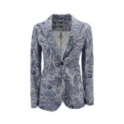 Blå og hvit kasjmir mønstret jakke