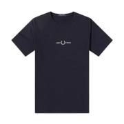 Brodert Logo T-skjorte Navy-S