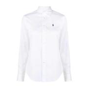 Hvit Langermet Skjorte med Knappelukking