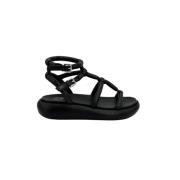 Sorte Lær Open Sandal