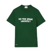 Bomull Jersey T-skjorte med Piqué Slogan