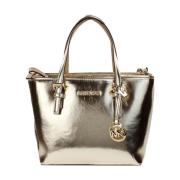 Metallic Top Zip Tote Bag med Lommer