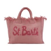 Canvas Shopper Bag Pink Frynset Glidelås