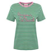 Stripete Dame T-skjorte Grønn