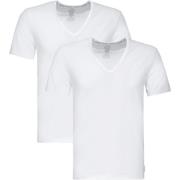 Hvit V-hals T-skjorte 2-pakke
