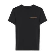 Svart Casual T-skjorte med Kontrast Lomme Kant og Silikon Logo