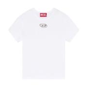 Hvit Bomull T-skjorte med Cut-out Oval D Logo