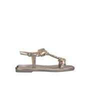 Rhinestone Square Toe Flat Sandal